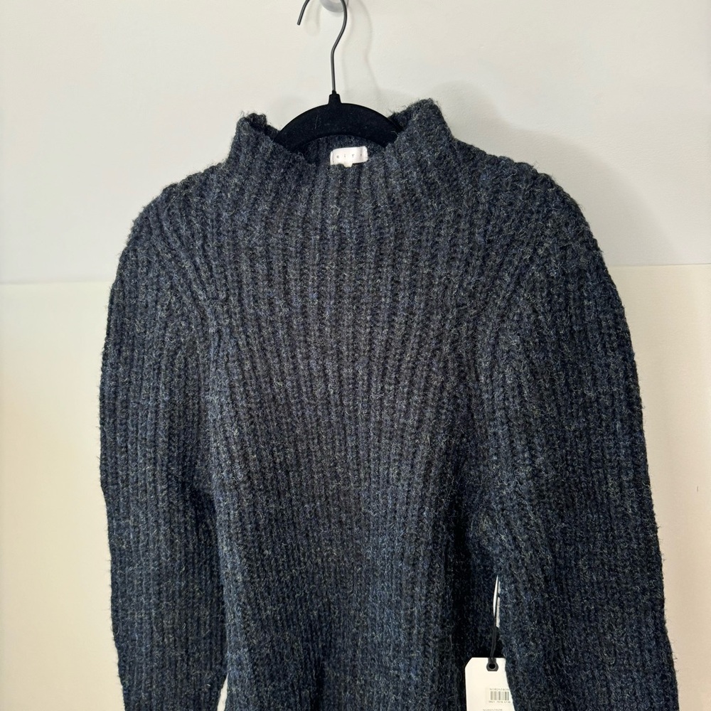 Leith Mock Neck Gray Chunky Knit Heavy Weight Pullover Sweater Long Sleeve - Picture 4 of 10